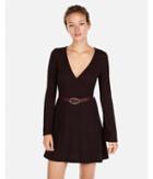 Express Womens Cozy Plush Jersey Surplice Fit And Flare Dress