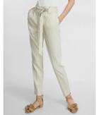 Express Petite High Waisted Linen Blend Belted Ankle Pant