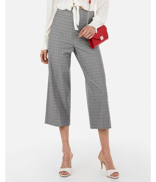 Express Womens High Waisted Plaid Culottes