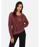 Express Womens Cable Open Stitch Pullover