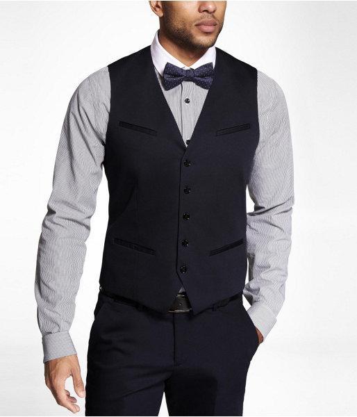 Express Mens Navy Cotton Sateen Suit Vest