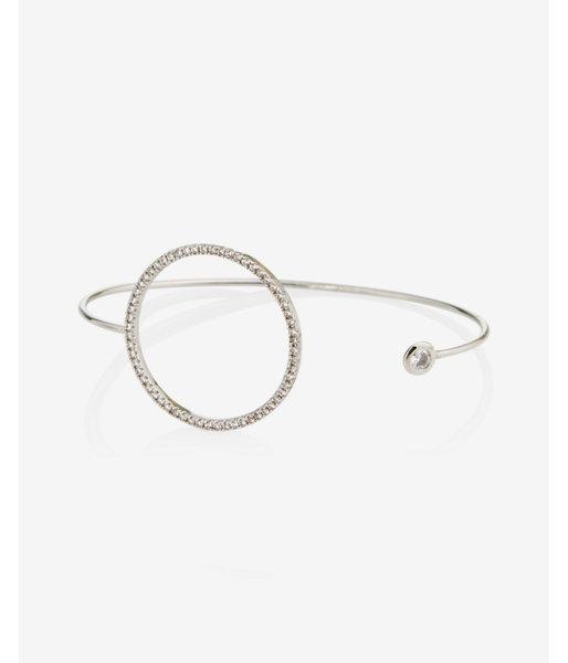 Express Womens Pave Circle Open Bangle Bracelet