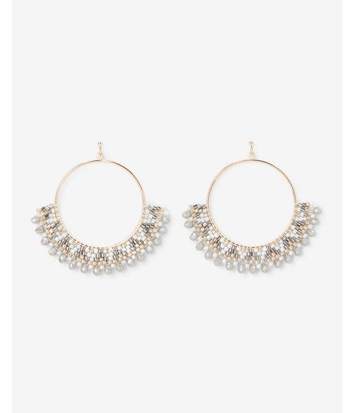 Express Womens Pattern Beaded Circle Drop Earrings