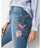 Express Womens Express Womens High Waisted Floral Embroidery Stretch Ankle Jean