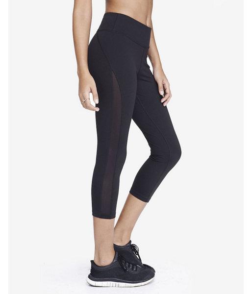Express Womens Black Mesh Inset Exp Core Compression Crop