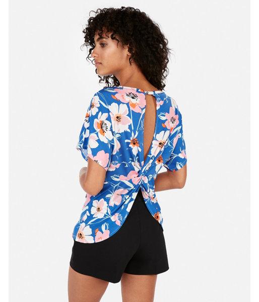 Express Womens Floral Twist Back Dolman Top