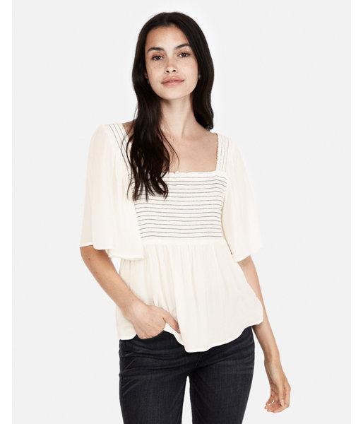 Express Womens Smocked Bodice Top