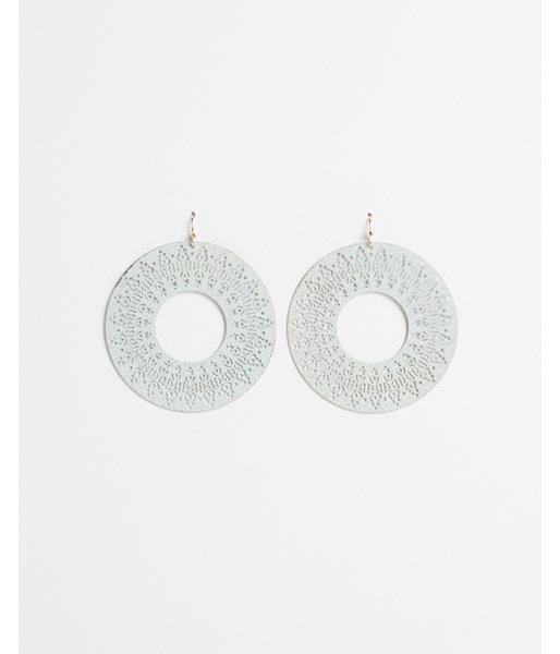 Express Womens Washed Filigree Circle Earrings
