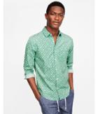 Express Mens Slim Fit Green Floral Button-down