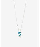 Express Womens Opal Block S Initial Necklace
