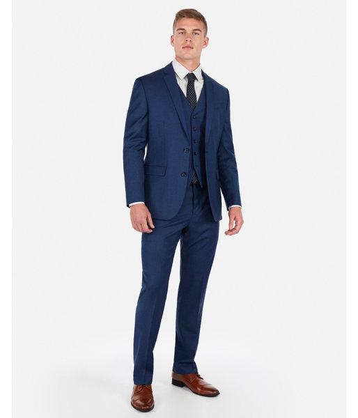 Express Mens Classic Blue Wool-blend Stretch