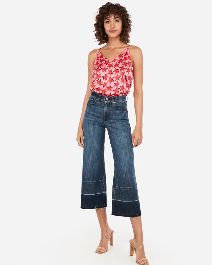Express Womens Satin Star Print Downtown Cami