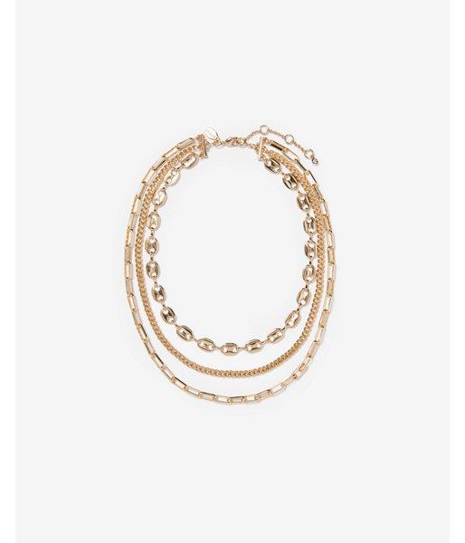 Express Womens Three Row Layered Chain Necklace