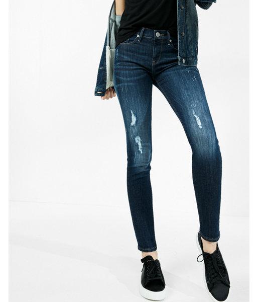Express Mid Rise Distressed Stretch Super