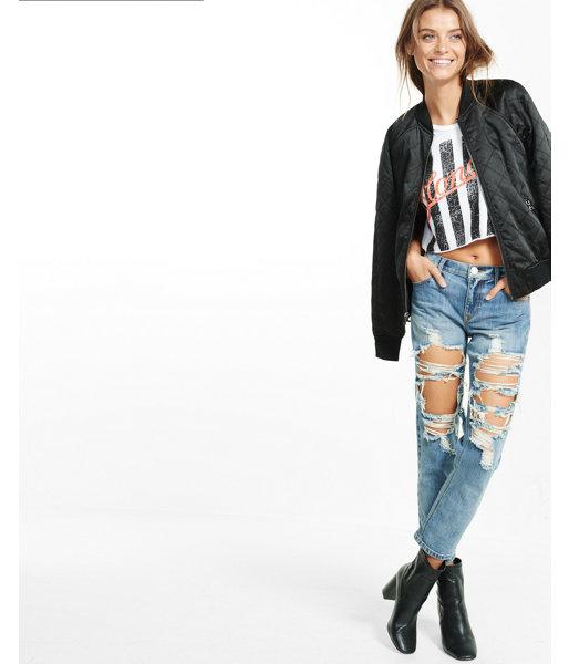 Express Womens Quilted Bomber Jacket