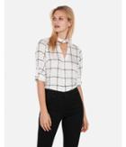 Express Womens Satin Windowpane Choker Button Front Chelsea Popover