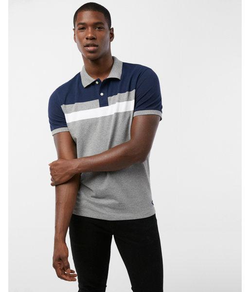 Express Mens Chest Stripe Pique Polo