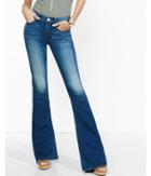 Express Womens Mid Rise Bell Flare Jeans