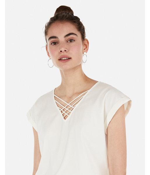 Express Womens Strappy Front Gramercy Tee