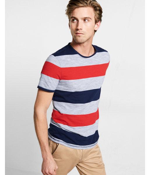 Express Mens Striped Crew Neck Short