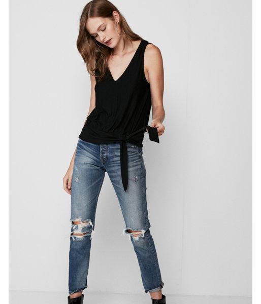 Express Womens Double V Tie Front Tank