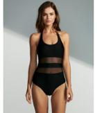 Express Womens Halter Neck Mesh Cut-out One-piece