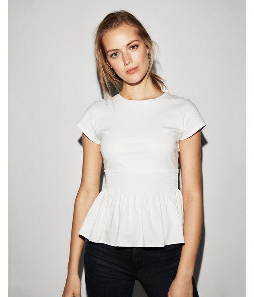 Express Womens Smocked Waist Peplum Tee