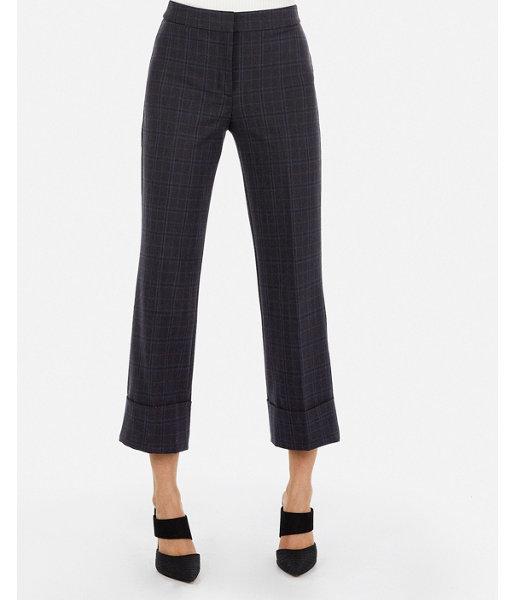 Express Womens High Waisted Plaid Cuffed  Cropped Pant