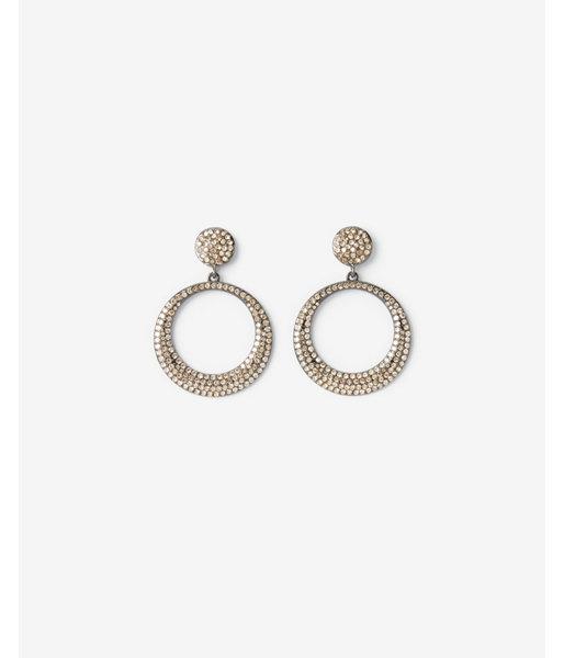 Express Womens Pave Open Circle Drop Earrings