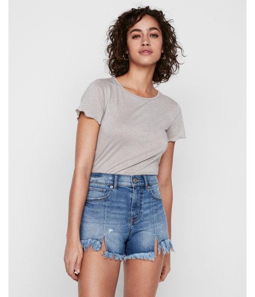 Express Womens High Waisted Distressed Denim Cutoff
