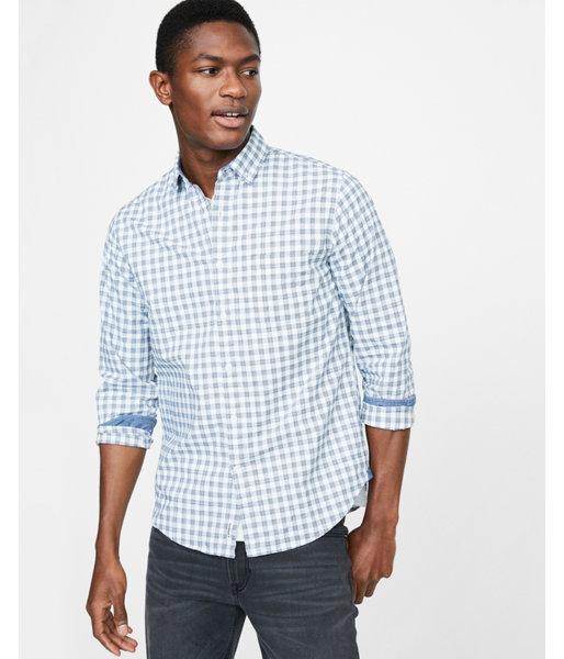 Express Mens Casual Slim Plaid Pocket