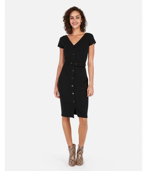 Express Womens Belted Button Front  Dress