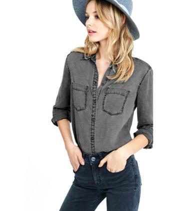 Express Women's Shirts Silky Soft Twill Boyfriend