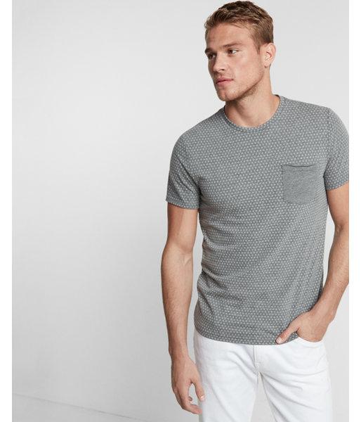 Express Diamond Print Pocket Crew Neck Tee
