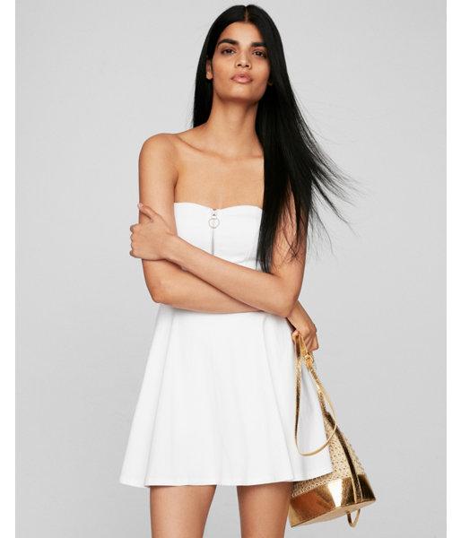 Express Womens Strapless Zip Front Skort Fit And Flare Dress