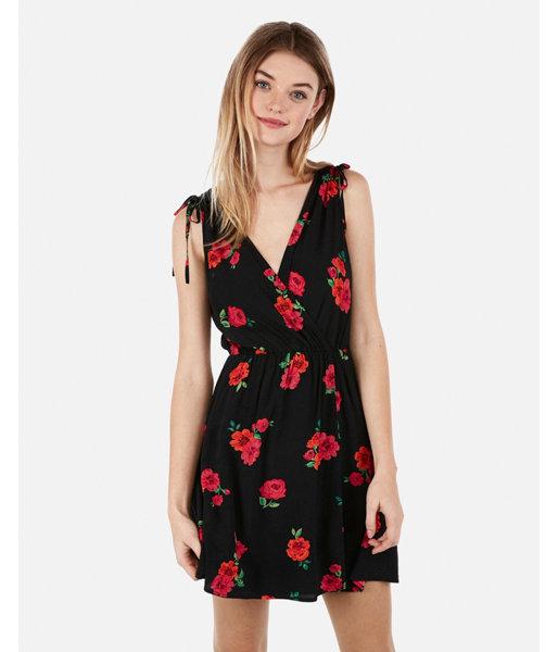 Express Womens Floral Surplice Tie Shoulder