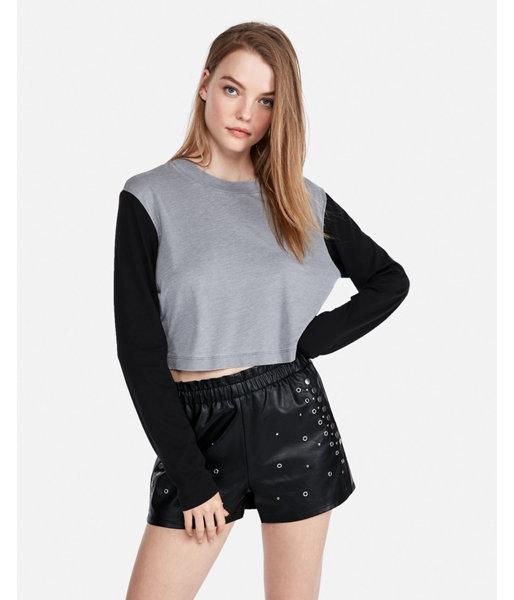 Express Womens Express One Eleven Color Block Boxy Tee