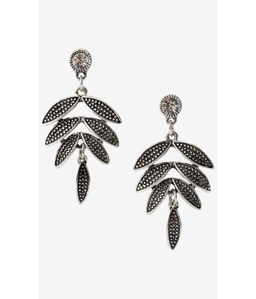 Express Women's Jewelry Leaf Cluster Earrings With Rhinestone Posts