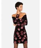 Express Womens Edition Off The Shoulder Floral Velvet  Dress