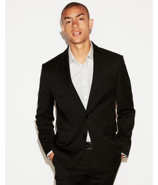 Express Mens Slim Black Wool-blend 365 Comfort Stretch