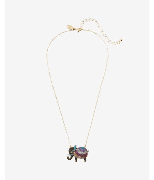 Express Pave Stone Elephant Pendant Necklace