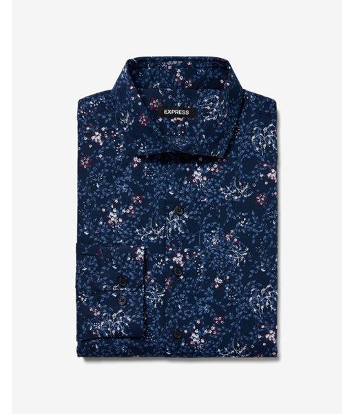 Express Mens Extra Slim Floral Print Cotton Dress