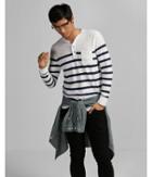 Express Long Sleeve Striped Cotton Henley