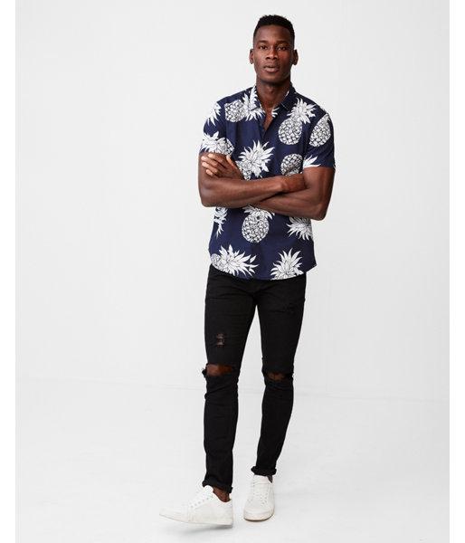 Express Mens Pineapple Button Up
