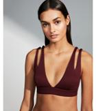 Express Womens Ribbed Cut-out Plunge Bikini Top