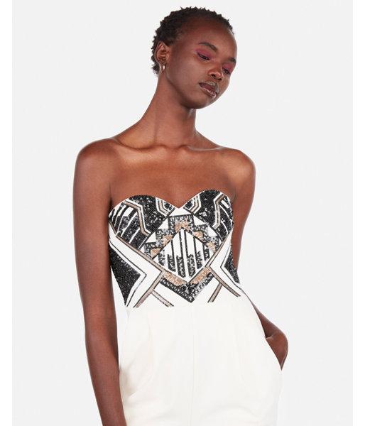 Express Womens Strapless Sequin Sweetheart Jumpsuit