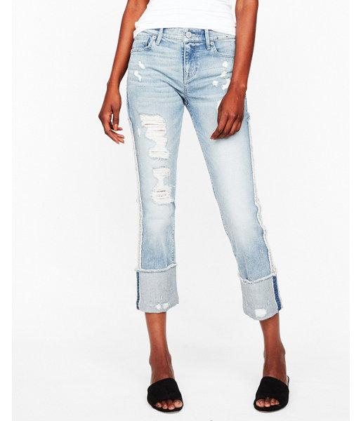 Express Womens Express Womens Mid Rise Stretch+ Performance Cuffed Cropped