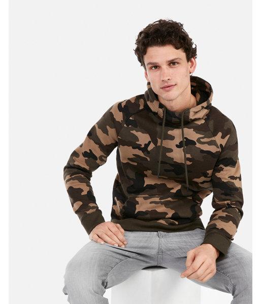 Express Mens Camo Funnel Neck Fleece Hoodie