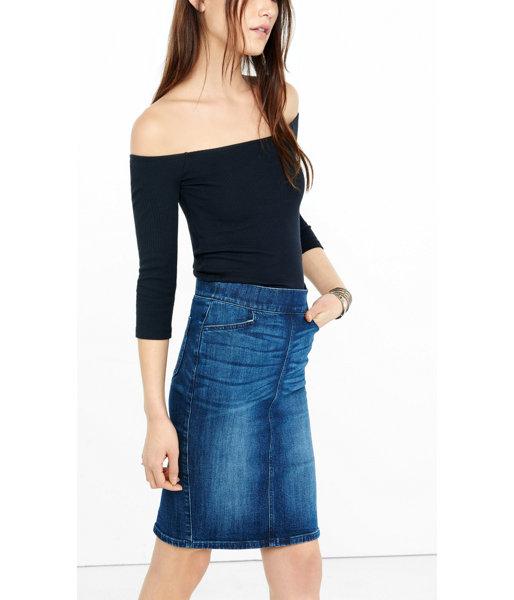 Express Women's Tees Express One Eleven Ribbed Off The Shoulder T-shirt