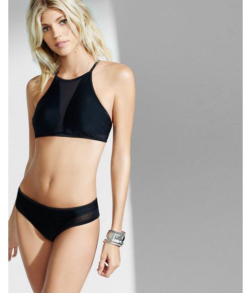 Express Womens Black Mesh High Neck Bikini
